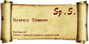 Szencz Simeon névjegykártya